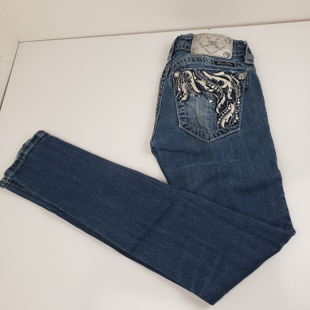 Miss Me Signature‎ Skinny Jeans Women's 25 (26x30) Medium Wash Embroidered Bling